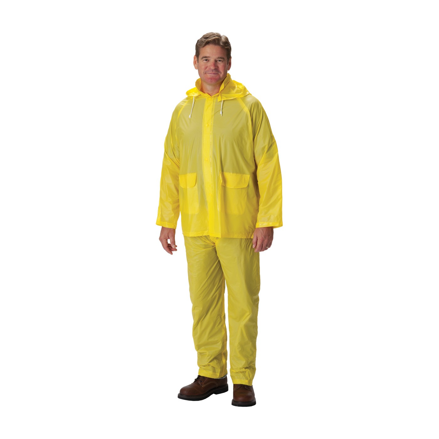 Rainsuit .10mm Single Ply PVC, Ylw, Self Collar, Elastic Pant ...