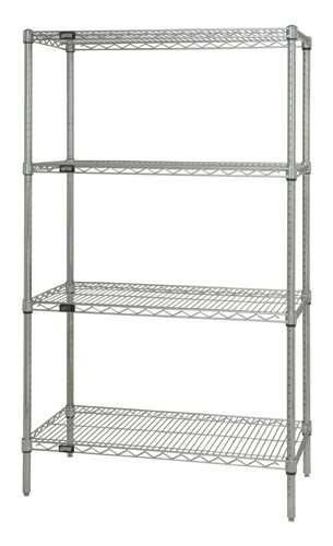 Quantum wire shelving 4-shelf starter units - stainless steel 18" x 48" x 63"