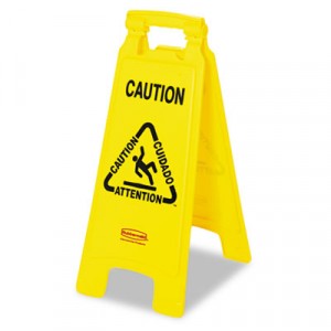 Sign Floor "Caution Wet Floor" 2-Sided Multilingual