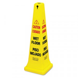 Safety Cones Wet Floor MultiLang 12.25x12.25x36 Yellow 6276