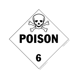 Hazardous Materials Placards - class 6 poisonous & infectous substances vinyl Packaged-25