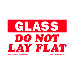 Label 3x5 "Glass Do Not Lay Flat" RED/WHT 500/RL