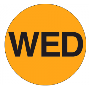 Label 2" "Wednesday" Flourescent Orange 500/RL