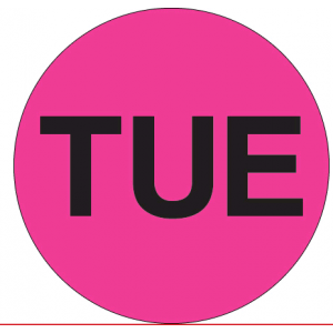 Label 2" "Tuesday" Flourescent Pink 500/RL