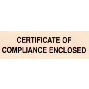 Label 1x3 "Certificate of Compliance Enclosed' Fluorescent Orange 1000/RL