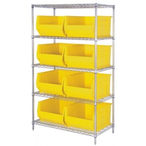 Quantum chrome wire units with hulk 30" containers 42" x 30" x 74" Yellow